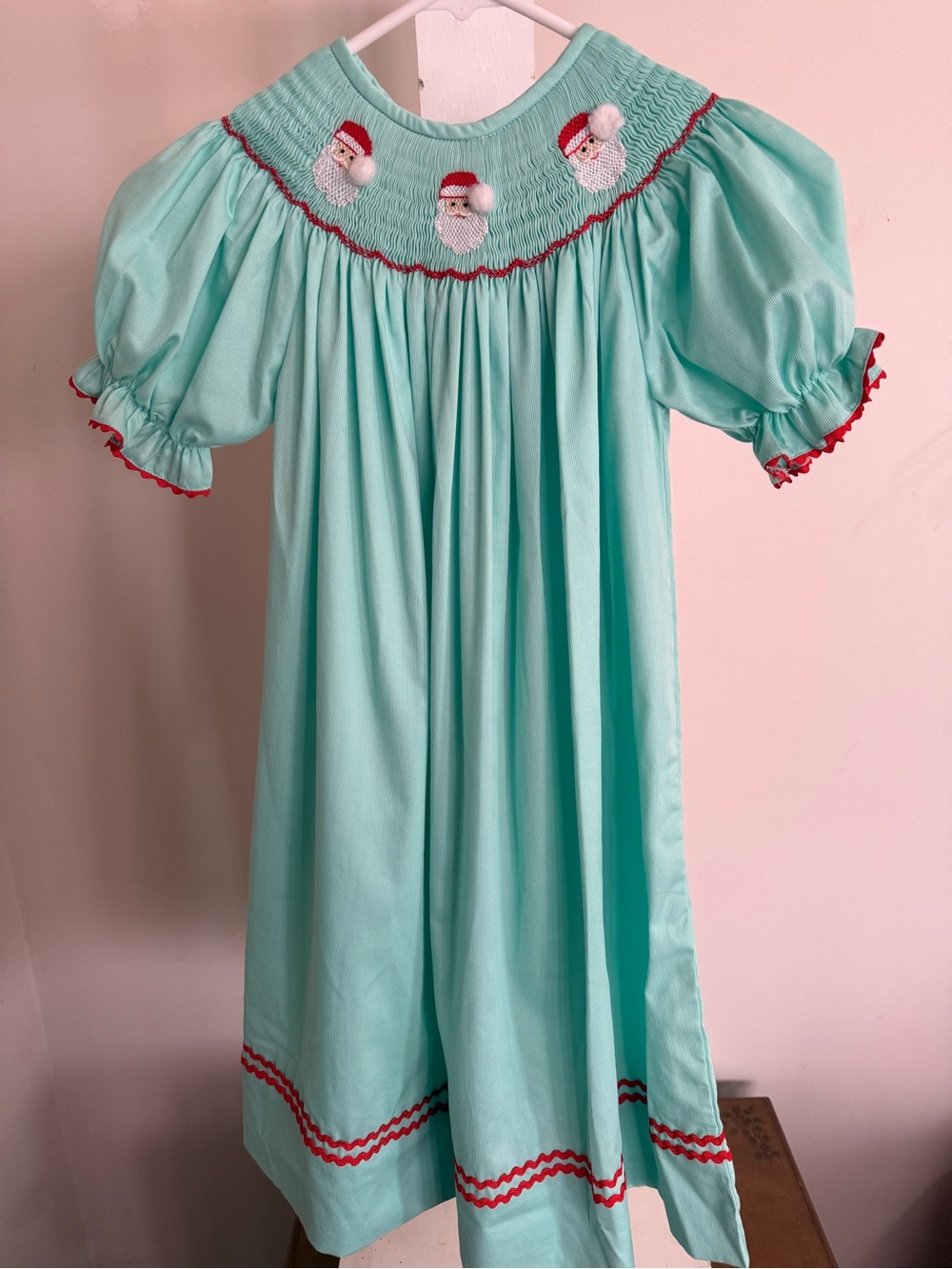 New Smockingbird Smocked Christmas Bishop Dress